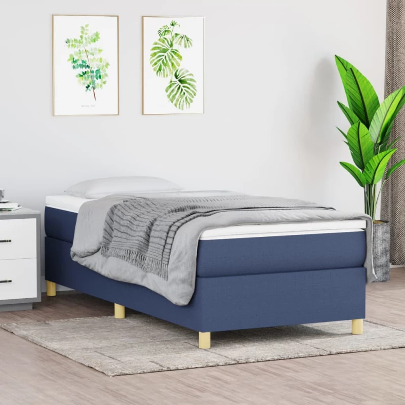 vidaXL Πλαίσιο Κρεβατιού Boxspring Μπλε 90x190 εκ. Υφασμάτινο 90 x 190 cm Μπλε
