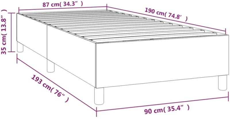 vidaXL Πλαίσιο Κρεβατιού Boxspring Μπλε 90x190 εκ. Υφασμάτινο 90 x 190 cm Μπλε