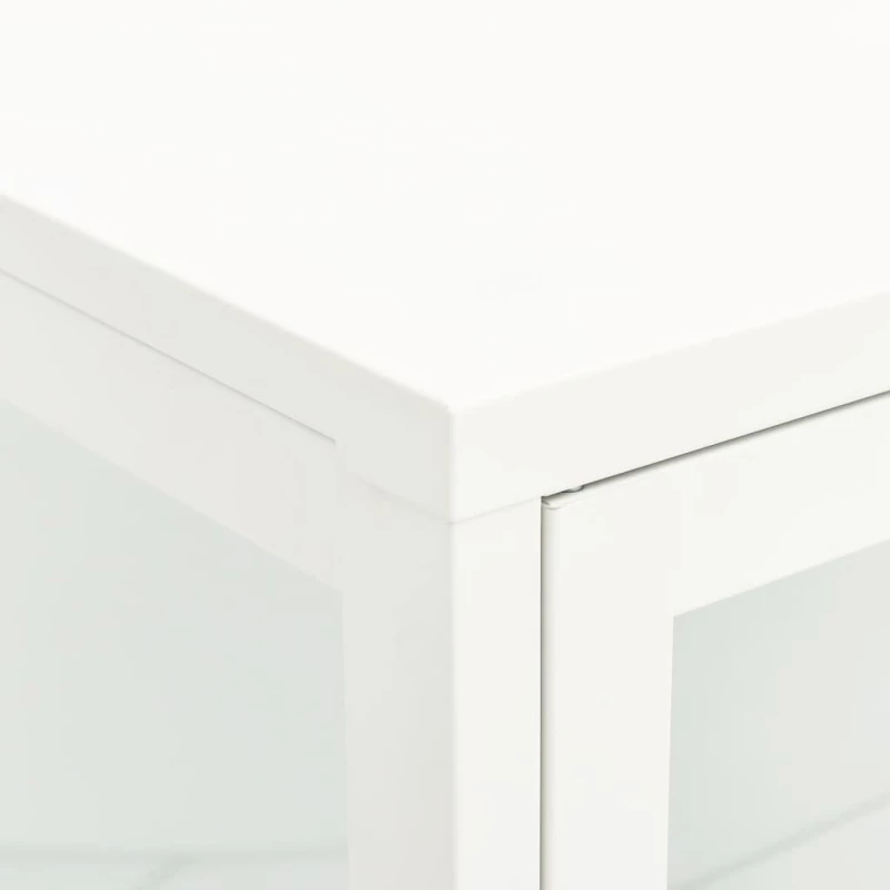 vidaXL Μπουφές Λευκός 75 x 35 x 105 εκ. από Ατσάλι και Γυαλί N/A Λευκό