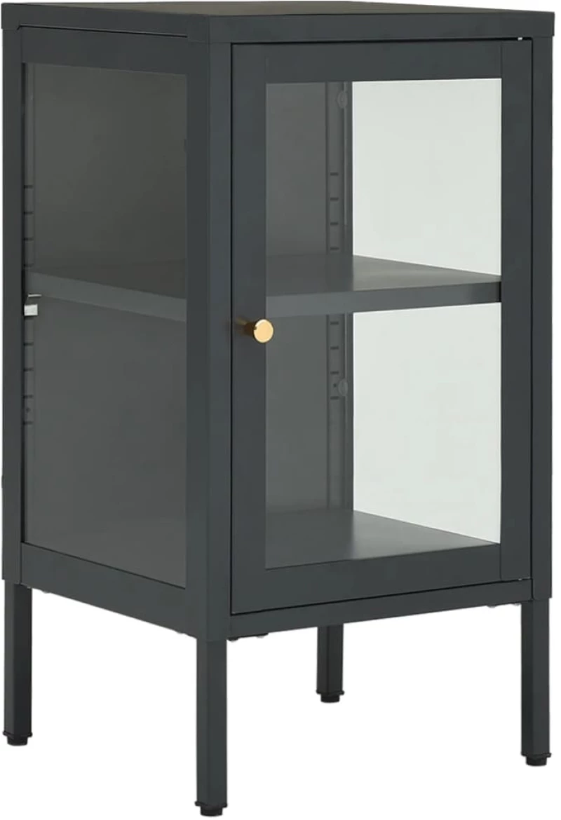 vidaXL Μπουφές Ανθρακί 38 x 35 x 70 εκ. από Ατσάλι και Γυαλί N/A Ανθρακί