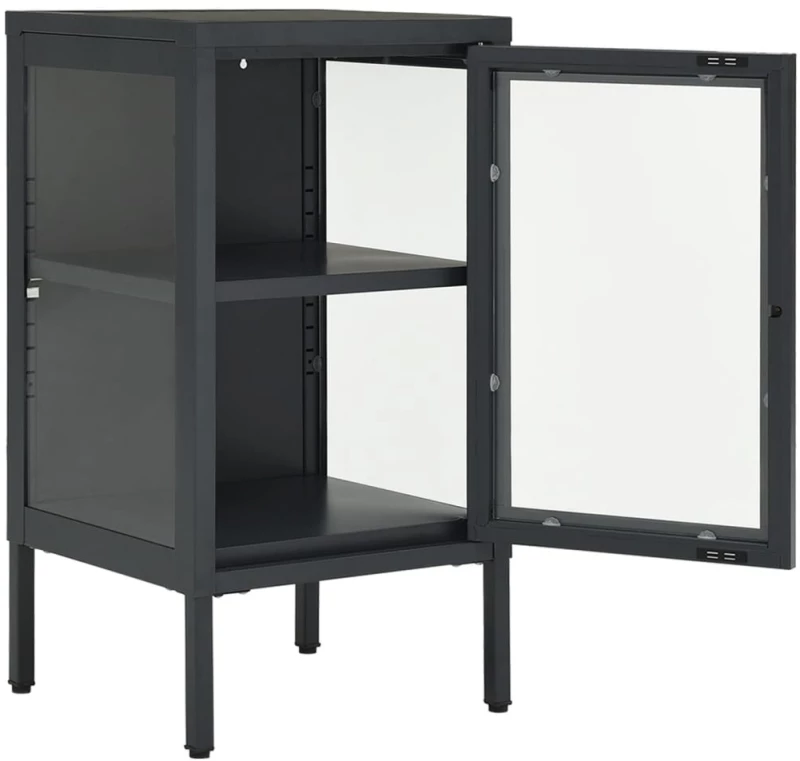 vidaXL Μπουφές Ανθρακί 38 x 35 x 70 εκ. από Ατσάλι και Γυαλί N/A Ανθρακί