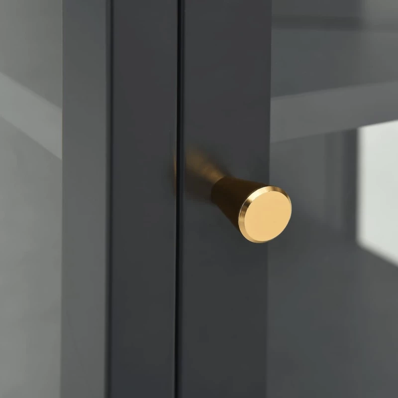 vidaXL Μπουφές Ανθρακί 38 x 35 x 70 εκ. από Ατσάλι και Γυαλί N/A Ανθρακί