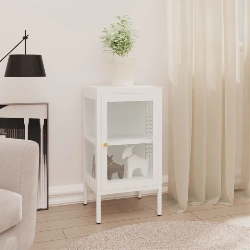 vidaXL Μπουφές 38 x 35 x 70 εκ. Μέταλλο και Γυαλί N/A Λευκό