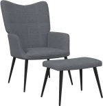 vidaXL Πολυθρόνα Relax Σκούρο Γκρι Υφασμάτινη με Σκαμπό  Γκρι