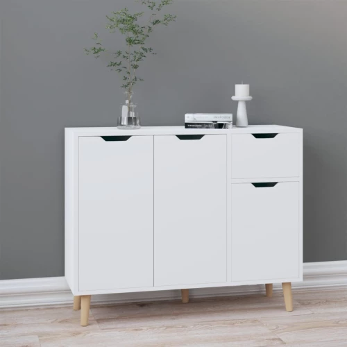 vidaXL Μπουφές Γυαλιστερό Λευκό 90 x 30 x 72 εκ. από Μοριοσανίδα N/A Λευκό