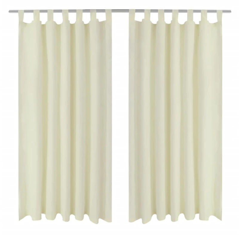 Κουρτίνες με Θηλιές 2 τεμ. Κρεμ 140 x 245 εκ. από Microsatin 245 cm Κρεμ