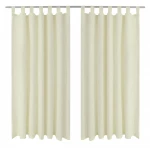 Κουρτίνες με Θηλιές 2 τεμ. Κρεμ 140 x 245 εκ. από Microsatin 245 cm Κρεμ