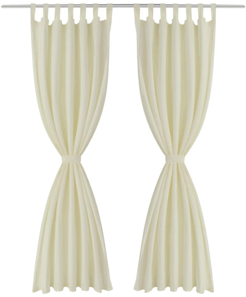 Κουρτίνες με Θηλιές 2 τεμ. Κρεμ 140 x 245 εκ. από Microsatin 245 cm Κρεμ