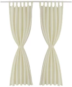Κουρτίνες με Θηλιές 2 τεμ. Κρεμ 140 x 245 εκ. από Microsatin 245 cm Κρεμ