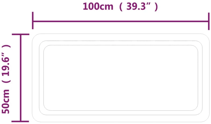 vidaXL Καθρέφτης Μπάνιου με LED 100x50 εκ. 100 x 50 cm Διαφανές