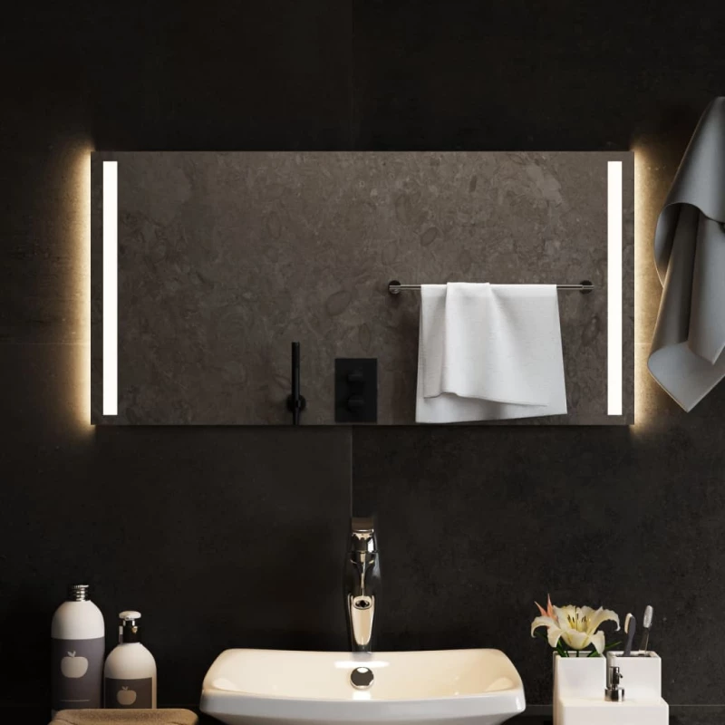 vidaXL Καθρέφτης Μπάνιου με LED 80x40 εκ. 80 x 40 cm Διαφανές