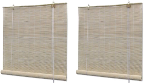 vidaXL Στόρια Σκίασης 2 Τεμαχίων 120 x 160 εκ. από Φυσικό Μπαμπού 120 x 160 cm (2 pcs) Μπεζ