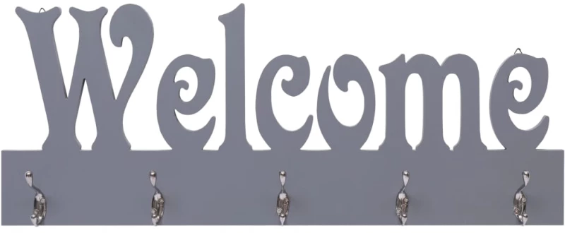 vidaXL Κρεμάστρα Τοίχου «WELCOME» Γκρι 74 x 29,5  εκ. N/A Γκρι