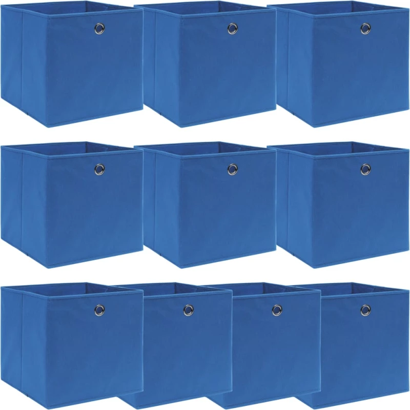 vidaXL Κουτιά Αποθήκευσης 10 τεμ. Μπλε 32 x 32 x 32 εκ. από Ύφασμα N/A Μπλε