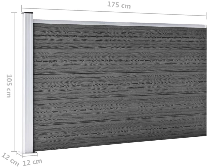 vidaXL Σετ Πάνελ Περίφραξης Μαύρο 699 x 105 εκ. από WPC N/A Μαύρο