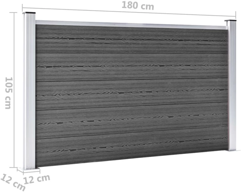 vidaXL Σετ Πάνελ Περίφραξης Μαύρο 699 x 105 εκ. από WPC N/A Μαύρο