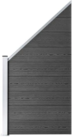 vidaXL Σετ Πάνελ Περίφραξης Μαύρο 965 x (105-186) εκ. από WPC N/A Μαύρο