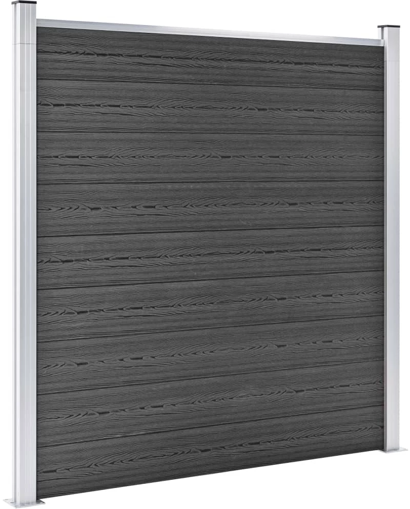 vidaXL Σετ Πάνελ Περίφραξης Μαύρο 965 x (105-186) εκ. από WPC N/A Μαύρο