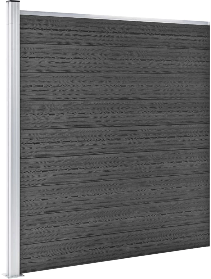 vidaXL Σετ Πάνελ Περίφραξης Μαύρο 965 x (105-186) εκ. από WPC N/A Μαύρο