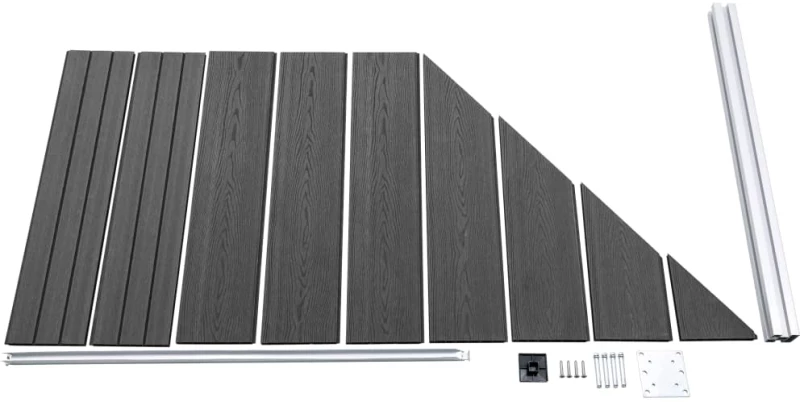 vidaXL Σετ Πάνελ Περίφραξης Μαύρο 965 x (105-186) εκ. από WPC N/A Μαύρο