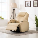 vidaXL Πολυθρόνα Μασάζ Ανακλινόμενη Κρεμ από Συνθετικό Δέρμα  Κρεμ