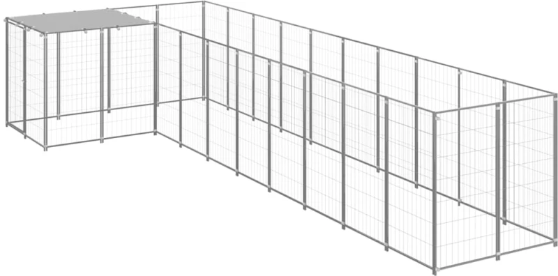 vidaXL Σπιτάκι Σκύλου Ασημί 7,26 μ² Ατσάλινο 7.26 m² Ασήμι