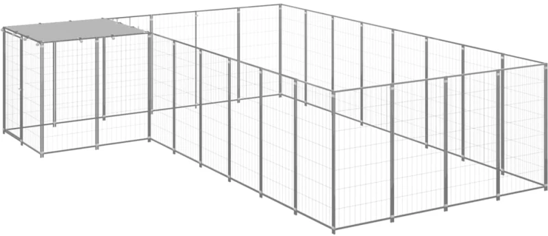 vidaXL Σπιτάκι Σκύλου Ασημί 10,89 μ² Ατσάλινο 10.89 m² Ασήμι