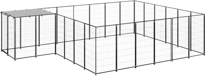 vidaXL Σπιτάκι Σκύλου Μαύρο 12,1 μ² Ατσάλινο 12.1 m² Μαύρο