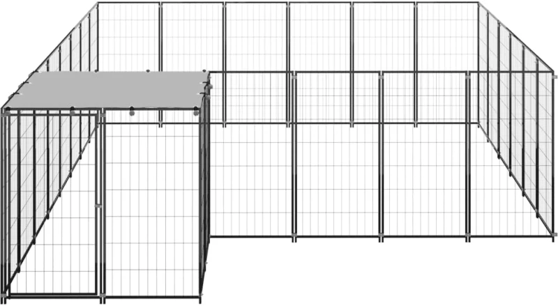 vidaXL Σπιτάκι Σκύλου Μαύρο 12,1 μ² Ατσάλινο 12.1 m² Μαύρο