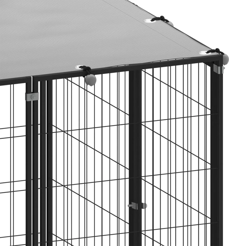 vidaXL Σπιτάκι Σκύλου Μαύρο 12,1 μ² Ατσάλινο 12.1 m² Μαύρο