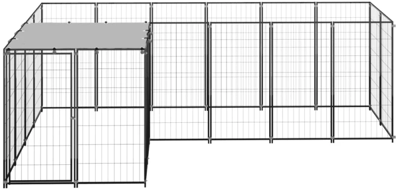 vidaXL Σπιτάκι Σκύλου Μαύρο 4,84 μ² Ατσάλινο 4.84 m² Μαύρο