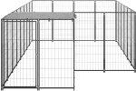 vidaXL Σπιτάκι Σκύλου Μαύρο 8,47 m² Ατσάλινο 8.47 m² Μαύρο