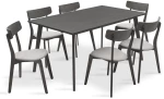 Tραπεζαρία Benson - Toto pakoworld σετ 7τμχ rustic grey - ύφασμα γκρι 150x90x75εκ