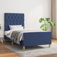 vidaXL Πλαίσιο Κρεβατιού με Κεφαλάρι Μπλε 80x200 εκ Υφασμάτινο 80 x 200 cm Μπλε
