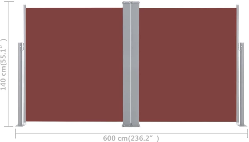 vidaXL Σκίαστρο Πλαϊνό Συρόμενο Καφέ 140 x 600 εκ. 140 x 600 cm Καφέ