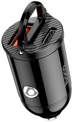 Φορτιστής Αυτοκινήτου Hoco NZ2 Link PD30W+QC3.0 Fast Charging με USB-A και USB-C 30W 5V/4.8A Μαύρο