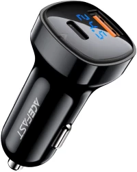 Φορτιστής Αυτοκινήτου Acefast B4 1USB-C 36W+USB-A 30W με LED ένδειξη φόρτισης 5V/3A 66W Μαύρος