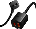 Baseus PowerCombo cable  extension cord with mini power strip 1m black EU and UK power adapter PSMN000301