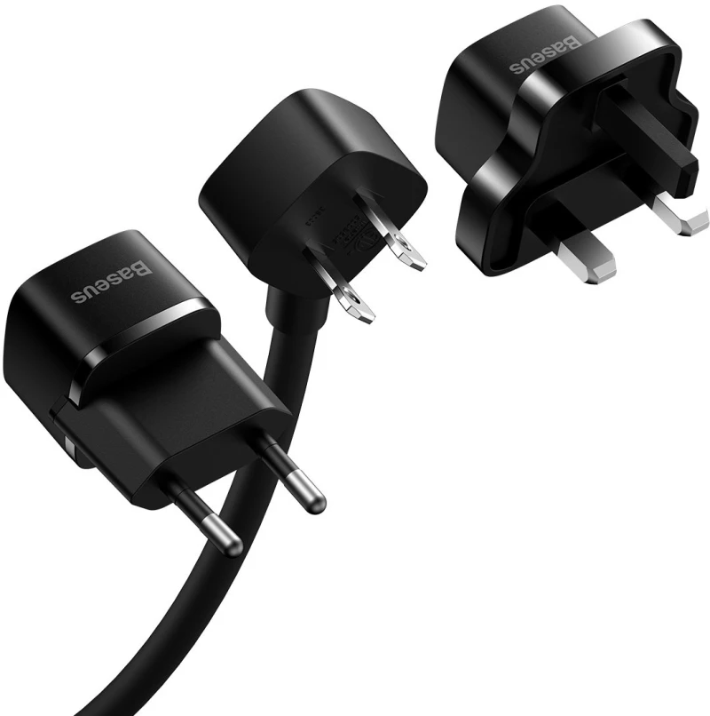 Baseus PowerCombo cable  extension cord with mini power strip 1m black EU and UK power adapter PSMN000301