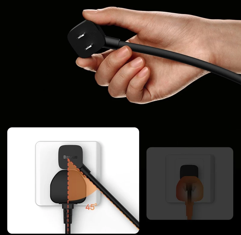 Baseus PowerCombo cable  extension cord with mini power strip 1m black EU and UK power adapter PSMN000301