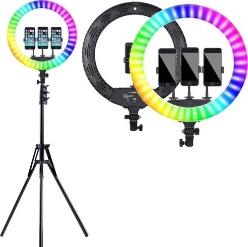 RGB Ring Light RGB Led Ring Light with 3 mobile holders 45cm με Τρίποδο Δαπέδου και Βάση για Κινητό