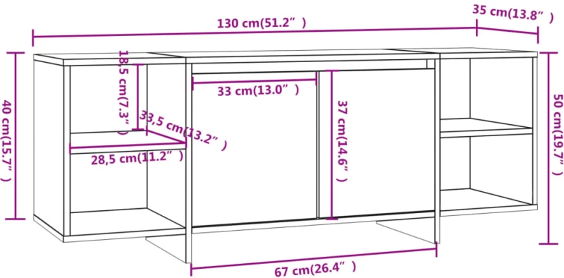 vidaXL Έπιπλο Τηλεόρασης Λευκό 130 x 35 x 50 εκ. από Μοριοσανίδα N/A Λευκό