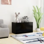 vidaXL Μπαούλο Αποθήκευσης Μαύρο 84 x 42 x 46 εκ. Επεξεργασμένο Ξύλο N/A Μαύρο