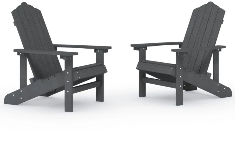 vidaXL Καρέκλες Κήπου Adirondack 2 τεμ. Ανθρακί από HDPE N/A Ανθρακί
