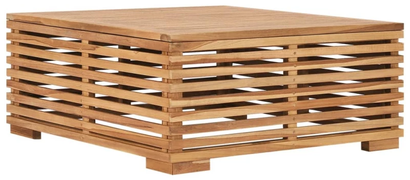 vidaXL Σετ Τραπέζι Κήπου & Υποπόδιο Μασίφ Ξύλο Teak με Κρεμ Μαξιλάρι  Κρεμ