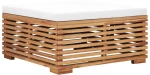 vidaXL Σετ Τραπέζι Κήπου & Υποπόδιο Μασίφ Ξύλο Teak με Κρεμ Μαξιλάρι  Κρεμ
