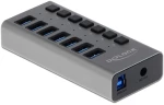 DELOCK hub 7x USB με διακόπτες 63669, USB 3.0, 5Gbps, LED, γκρι