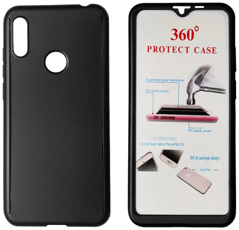 POWERTECH Θήκη Body 360° με Tempered Glass για Huawei Y6/Pro 2019, μαύρη