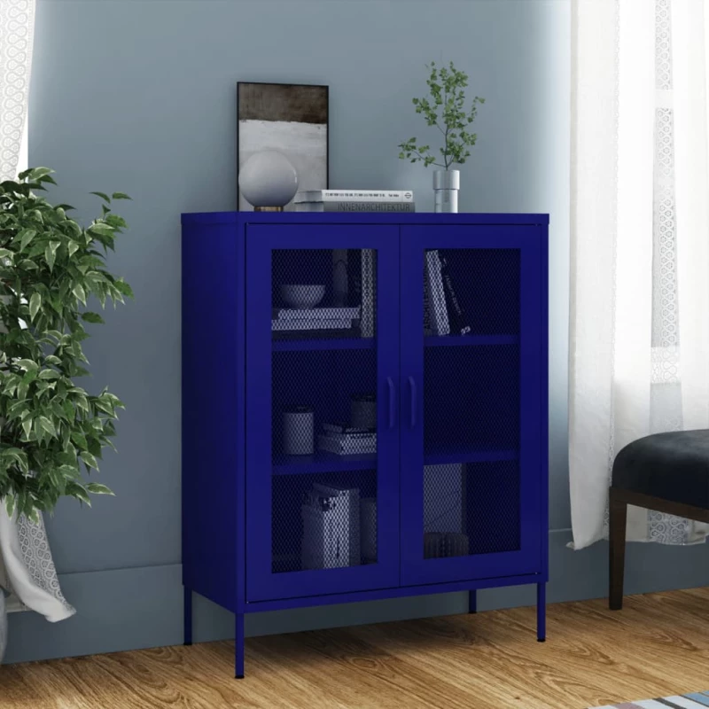 vidaXL Ντουλάπι Αποθήκευσης Ναυτικό Μπλε 80 x 35 x 101,5 εκ. Ατσάλινο N/A Μπλε