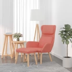 vidaXL Πολυθρόνα Relax Ροζ Βελούδινη με Σκαμπό  Ροζ